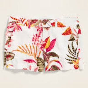 Mid-Rise Printed Linen-Blend Botanical print short